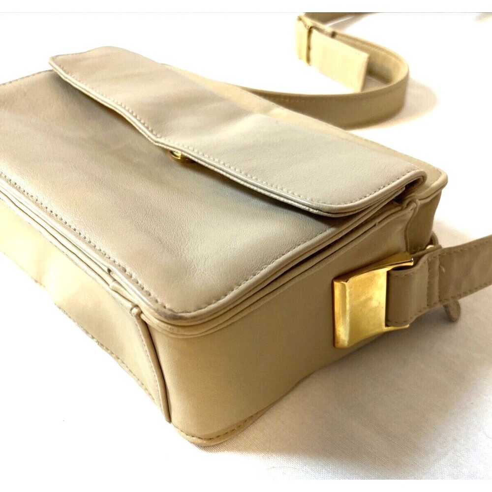 VTG Jacqueline Ferrar Leather Cream Beige Adj. Crossbody Purse Shoulder Pockets - Picture 11 of 14